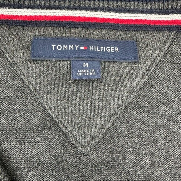 Tommy Hilfiger Women’s Dark Gray V-Neck Y2K Designer Knit Sweater M/C42 - Picture 6 of 11